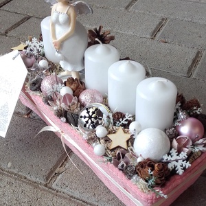 ANGYALI BOX, adventi asztaldísz, adventi koszorú, karácsonyi box, doboz, dekoráció, ajándék - karácsony - adventi díszek - adventi asztaldísz - Meska.hu