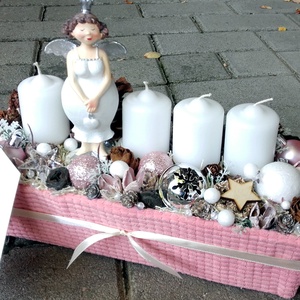 ANGYALI BOX, adventi asztaldísz, adventi koszorú, karácsonyi box, doboz, dekoráció, ajándék, Karácsony, Adventi díszek, Adventi asztaldísz, Virágkötés, Mindenmás, MESKA