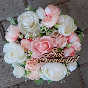 HABRÓZSA BOX, örök virágdoboz,  Anyák napja, habrózsa és boglárka asztaldísz, dekoráció, dsz - otthon & életmód - dekoráció - asztal és polc dekoráció - asztaldísz - Meska.hu