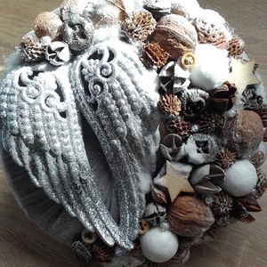 ANGYALSZÁRNY  ünnepi-karácsonyi-adventi kopogtató, ajtódísz, falidísz, koszorú RENDELHETŐ - karácsony - karácsonyi lakásdekoráció - karácsonyi ajtódíszek - Meska.hu