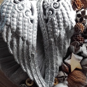 ANGYALSZÁRNY  ünnepi-karácsonyi-adventi kopogtató, ajtódísz, falidísz, koszorú RENDELHETŐ - karácsony - karácsonyi lakásdekoráció - karácsonyi ajtódíszek - Meska.hu