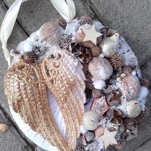 ANGYALSZÁRNY  ünnepi-karácsonyi-adventi kopogtató, ajtódísz, falidísz, koszorú RENDELHETŐ - Meska.hu