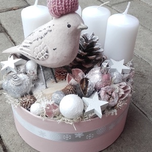 TÉLI HANGULAT karácsonyi- adventi ünnepi asztaldsz, box, karácsonyi koszorú,  - Meska.hu