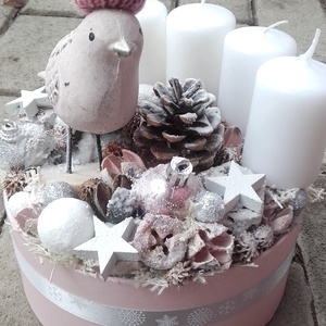 TÉLI HANGULAT karácsonyi- adventi ünnepi asztaldsz, box, karácsonyi koszorú,  - karácsony - adventi díszek - adventi ajtódísz - Meska.hu