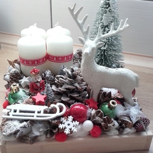JÁTÉKORSZÁG  karácsonyi asztaldsz, dekoráció, box, adventi koszorú, asztaldísz, Karácsony, Karácsonyi lakásdekoráció, Karácsonyi ajtódíszek, Virágkötés, Mindenmás, MESKA