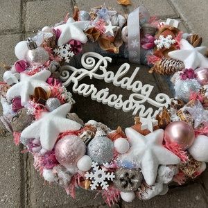 BOLDOG KARÁCSONY rácsonyi- adventi ünnepi kopogtató, ajtódísz - diy (csináld magad) - szabásminta, útmutató - Meska.hu