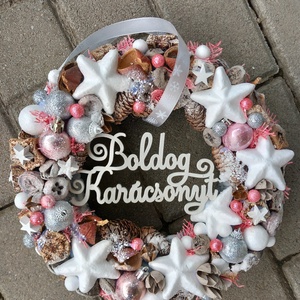 BOLDOG KARÁCSONY rácsonyi- adventi ünnepi kopogtató, ajtódísz - Meska.hu