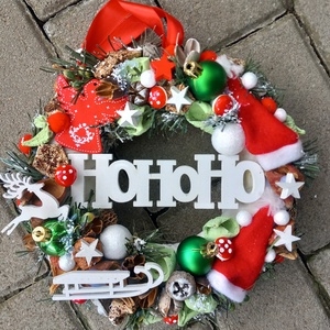 HOHOHO Karácsonyi kopogtató adventi ajtódísz,  koszorú, dsz, dekoráció, karácsonyi dekoráció , Karácsony, Adventi díszek, Adventi koszorú, Virágkötés, Mindenmás, MESKA