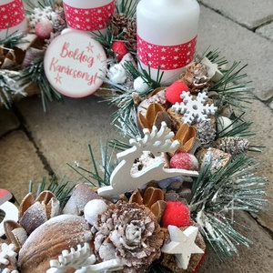 KORCSOLYA adventi koszorú, karácsonyi asztaldísz, koszorú, boxKÉSZTERMÉK - karácsony - adventi díszek - adventi asztaldísz - Meska.hu