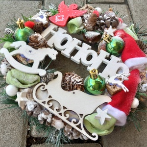 HOHOHO Karácsonyi kopogtató adventi ajtódísz,  koszorú, dsz, dekoráció, karácsonyi dekoráció  - Meska.hu