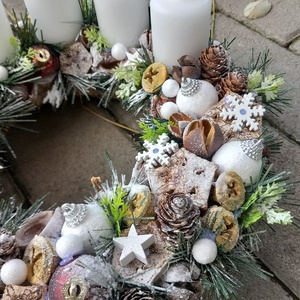 KARÁCSONYI SZERETET téli-kék adventi koszorú, adventi asztaldísz, ünnepi dekoráció, karácsonyi dísz - karácsony - adventi díszek - adventi koszorú - Meska.hu
