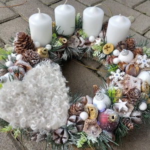 KARÁCSONYI SZERETET téli-kék adventi koszorú, adventi asztaldísz, ünnepi dekoráció, karácsonyi dísz, Karácsony, Adventi díszek, Adventi koszorú, Virágkötés, Mindenmás, MESKA