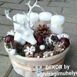 RÉNSZARVAS karácsonyi koszorú, adventikoszorú, adventi asztaldísz, dekoráció  , Karácsony, Karácsonyi lakásdekoráció, Karácsonyi ajtódíszek, Mindenmás, Virágkötés, MESKA