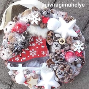 HÚZZ KORCSOLYÁT adventi dísz, adventi koszorú, adventi kopogtató, karácsonyi ajtódísz, karácsonyi kopogtató KÉSZTERMÉK, Karácsony, Karácsonyi lakásdekoráció, Karácsonyi ajtódíszek, Mindenmás, Virágkötés, MESKA