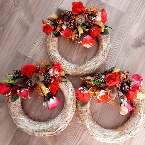 MINDENSZENTEK sírdísz, sírkoszorú, kegyeleti dísz, őszi koszorú, kegyeleti koszorú, halottak napjafalidísz  - otthon & életmód - vallás - temetkezési tárgy - sírkoszorú, kegyeleti koszorú - Meska.hu