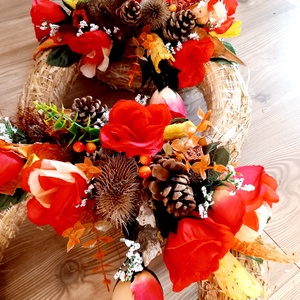 MINDENSZENTEK sírdísz, sírkoszorú, kegyeleti dísz, őszi koszorú, kegyeleti koszorú, halottak napjafalidísz  - otthon & életmód - vallás - temetkezési tárgy - sírkoszorú, kegyeleti koszorú - Meska.hu