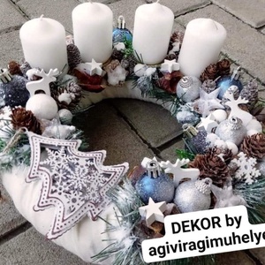 HAVAS TÉLI TÁJ  adventi koszorú, adventi asztaldísz, ünnepi dekoráció, karácsonyi dísz, Karácsony, Adventi díszek, Adventi koszorú, Virágkötés, Mindenmás, Az igazi tél hófehér. A white koszorúk azoknak készülnek, akik szeretik a hóval borított táj hangul..., MESKA