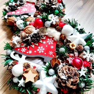 HÚZZ KORCSOLYÁT adventi dísz, adventi koszorú, adventi kopogtató, karácsonyi ajtódísz, karácsonyi kopogtató KÉSZTERMÉK - karácsony - karácsonyi lakásdekoráció - karácsonyi ajtódíszek - Meska.hu