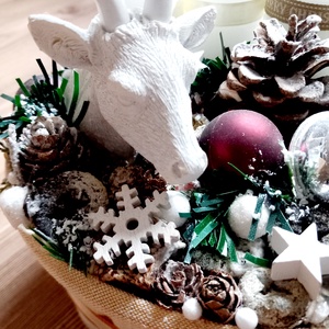 RÉNSZARVAS karácsonyi koszorú, adventi koszorú, adventi asztaldísz, ünnepi dekoráció   - karácsony - karácsonyi lakásdekoráció - karácsonyi ajtódíszek - Meska.hu