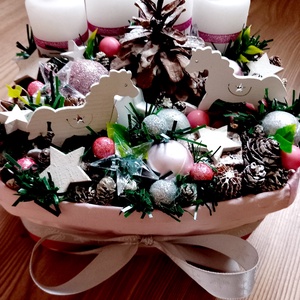 HINTALOVAK  adventi asztaldísz, karácsonyi asztaldísz, karácsonyi koszorú KÉSZTERMÉK, Karácsony, Adventi díszek, Adventi asztaldísz, Virágkötés, Mindenmás, MESKA