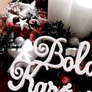 BOLDOG KARÁCSONYT karácsonyi- adventi ünnepi asztaldsz, box, karácsonyi koszorú,  - karácsony - adventi díszek - adventi ajtódísz - Meska.hu