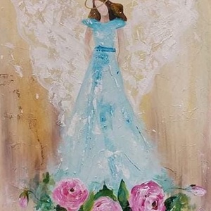 �Őrangyal akril festmény 50x40 cm - Meska.hu