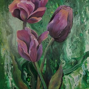 �Bomló szirmok akrilfestmény-Tulipán, Művészet, Festmény, Akril, Festészet, MESKA