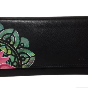 Kézzel festett bőr pénztárca-virág, Táska & Tok, Pénztárca & Más tok, Pénztárca, Női pénztárca, Festészet, Festett tárgyak, MESKA