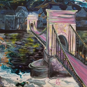 Budapest festmény, Művészet, Festmény, Festmény vegyes technika, , MESKA