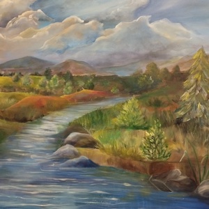 Békés táj festmény - Meska.hu