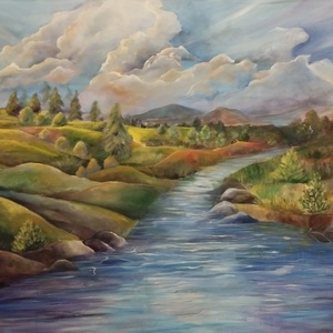 Békés táj festmény - művészet - festmény - akril - Meska.hu