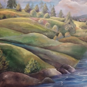 Békés táj festmény - művészet - festmény - akril - Meska.hu