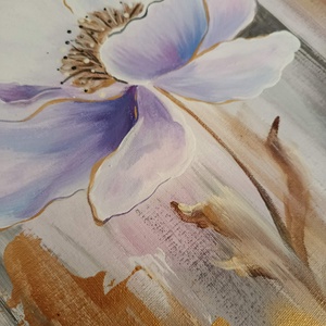 Lila szirmok festmény , Művészet, Festmény, Akril, Festészet, 30x30 cm, akril, feszített vásznon. Az arany és a puha szirmok eleganciát, kecsességet sugallnak. L..., MESKA