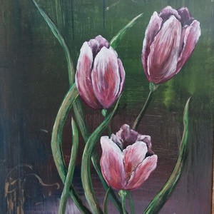 Hármashangzat-akril, farost, 40x30 cm, kerettel  - Meska.hu