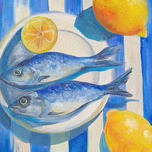 Mediterr�n vibes olajfestmény 30x20  cm - Meska.hu