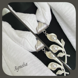 Hófehér ékszersál virágmedállal - ékszer - nyaklánc - medálos nyaklánc - Meska.hu