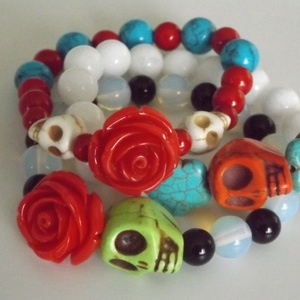 Dia de los Muertos karkötő- variációk,  Mexikó, halottak napja, Dél-Amerika, lánynak, nőnek, ajándék -  - Meska.hu
