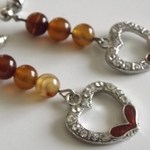 Kristályszíves ombre achát fülbevaló, gyöngy, ásvány, lánynak, ajándék, nőnek, karácsony, Meska - ékszer - fülbevaló - lógó fülbevaló - Meska.hu