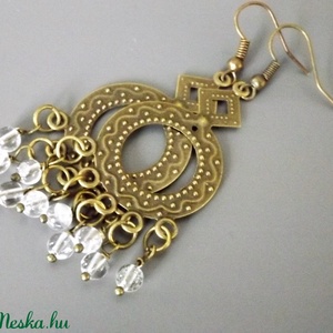 Kristály eső fülbevaló, hegyikristály gyöngy,drágakő, ázsiai, orientális, szári, ásvány, ajándék,  - ékszer - fülbevaló - lógó fülbevaló - Meska.hu