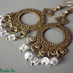 Kristály eső fülbevaló, hegyikristály gyöngy,drágakő, ázsiai, orientális, szári, ásvány, ajándék,  - ékszer - fülbevaló - lógó fülbevaló - Meska.hu