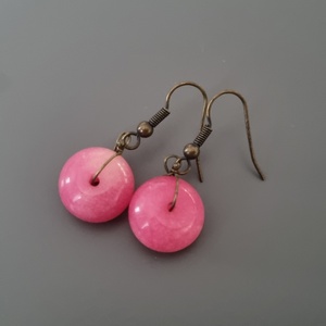 Pink jádefülbevaló -valódi nőknek, tavasz, nyár, élénk, ajándék, lánynak, nőnek - ékszer - fülbevaló - lógó fülbevaló - Meska.hu