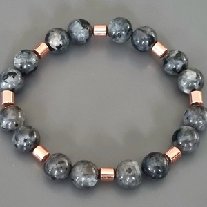 Rosegold karkötő, ásvány, ajándék, nőknek, karácsony, Meska - ékszer - karkötő - gyöngyös karkötő - Meska.hu
