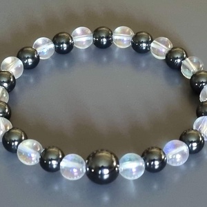 Angyal aurakvarc karkötő hematittal, gyöngy, nőnek, lánynak, ajándék, karácsony, Meska - Meska.hu