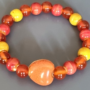 Kerámia és ásvány karkötő, gyöngy, kerámia, ősz, dekoratív, ásvány,  ajándék, nőnek - Meska.hu