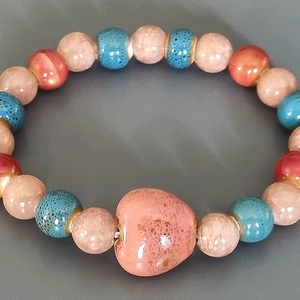 Kerámia és ásvány karkötő, gyöngy, kerámia, ősz, dekoratív, ásvány,  ajándék, nőnek - Meska.hu