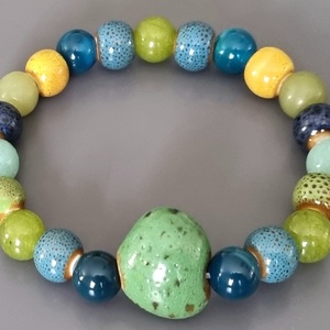 Kerámia és ásvány karkötő, gyöngy, kerámia, ősz, dekoratív, ásvány,  ajándék, nőnek - Meska.hu