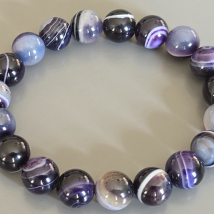 Sötétlila achát karkötő, ajándék, nőnek, lánynak, Ékszer, Karkötő, Gyöngyös karkötő, Ékszerkészítés, MESKA