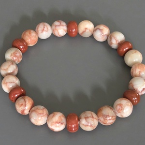 Márványkő és jáspis ásványkarkötő, gyöngy, ékszer, ajándék, nőknek, lánynak, karácsony, Meska - Meska.hu