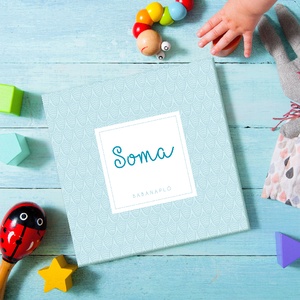 Megszemélyesített babanapló, bébi album, emlékkönyv, terhesnapló kék mintás, fiú -  - Meska.hu