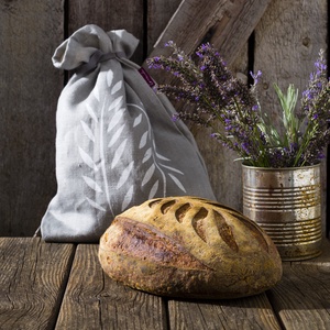 Kenyértartó zsák BÉLELT, KICSI, lenvászon, kenyérzsák, pékáru tartó, frissentartó zsák, zero waste, környezetbarát -  - Meska.hu